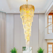 Lampadario in Cristallo CC110/600x1800GD, 28xE14, Diametro 60cm, Altezza 180cm, Oro Lucido, Altezza Regolabile, Design Elegante Lampadari in Cristallo Titolo predefinito Alessandro Design