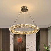 Lampadario LED con telecomando, LLC132/500GD, cristallo e metallo, 26W, 1 cerchio, dimmerabile, altezza regolabile, luce fredda/calda/neutra, illuminazione di lusso Lampadari LED con telecomando Titolo predefinito Alessandro Design