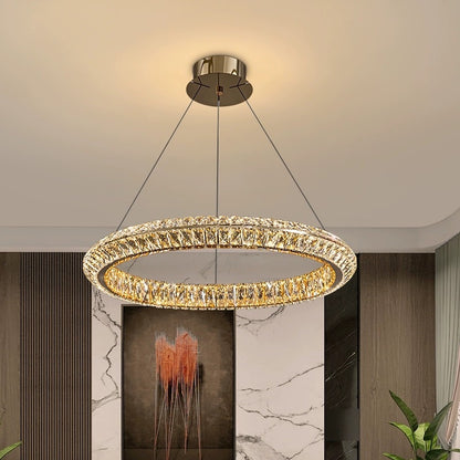 Lampadario LED con telecomando, LLC132/500GD, cristallo e metallo, 26W, 1 cerchio, dimmerabile, altezza regolabile, luce fredda/calda/neutra, illuminazione di lusso Lampadari LED con telecomando Titolo predefinito Alessandro Design