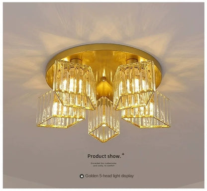 Lampadario classico moderno Sasha, LC117/5GD, 5x E27, metallo e cristallo, oro, paralume Lampadari classici Titolo predefinito Alessandro Design