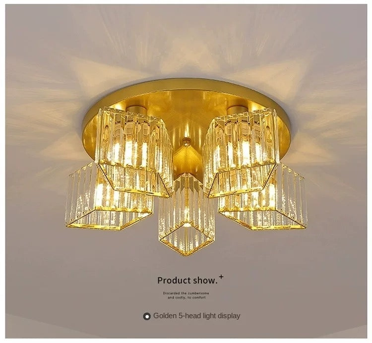 Lampadario classico moderno Sasha, LC117/5GD, 5x E27, metallo e cristallo, oro, paralume Lampadari classici Titolo predefinito Alessandro Design