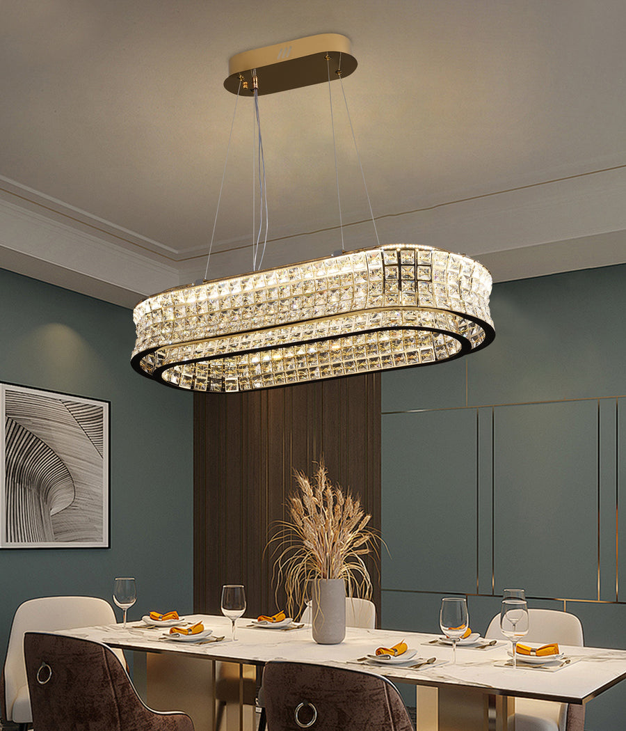 Lampadario LED con telecomando, LLC160/750X350GD, cristallo e metallo, 72W, dimmerabile, altezza regolabile, luce fredda/calda/neutra, illuminazione di lusso Lampadari LED con telecomando Titolo predefinito Alessandro Design