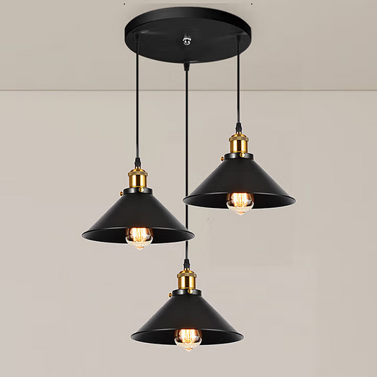 Lampadario a sospensione, LV210/3R, 3xE27, Nero, metallo e filo, Altezza regolabile Lampadari vintage Titolo predefinito Alessandro Design