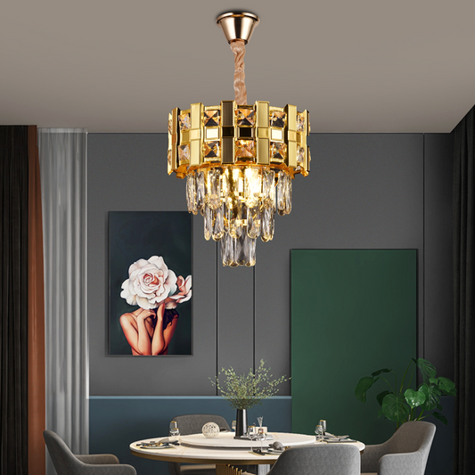 Candelabro in Cristal BRAN Petito 3xE14, Diametro 30cm, Oro Lucido, Altezza Regolabile Candelabro in Cristal Titolo predefinito Alessandro Design