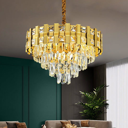 Lampadario in Cristallo BRAN Eleganza 8xE14, Diametro 50cm, Oro Lucido, Altezza Regolabile Lampadari in Cristallo Titolo predefinito Alessandro Design