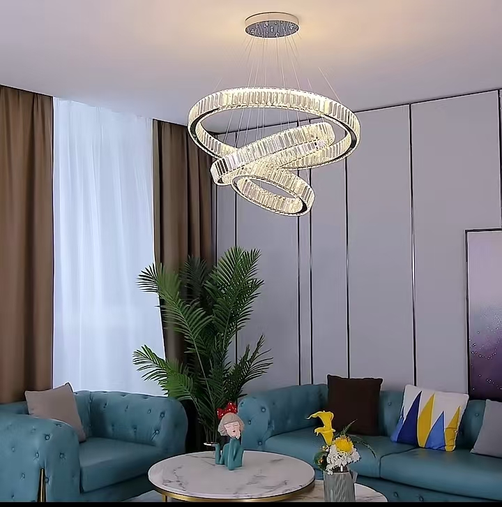 Lampadario LED con telecomando LLC130/3CH, Cristallo e metallo, 119W, 3 cerchi, dimmerabile, altezza regolabile, luce fredda/calda/neutra, illuminazione di lusso Lampadari LED con telecomando Titolo predefinito Alessandro Design