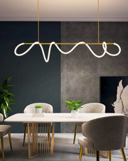 Lampadario LED DIVINO Gold 96W con Tubo Flessibile in Silicone, 96W, 150cm - Luce Orientabile 3000K/4000K/6000K Lampadari Moderni Titolo predefinito Alessandro Design