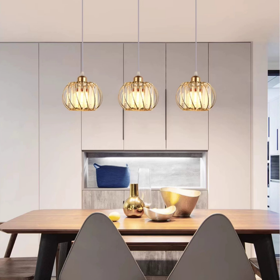 Lampadario Classico Moderno, Sospeso, Monica, 3 X E27, Oro, Metallo e Vetro, Altezza Regolabile Lampadari Classici Titolo predefinito Alessandro Design