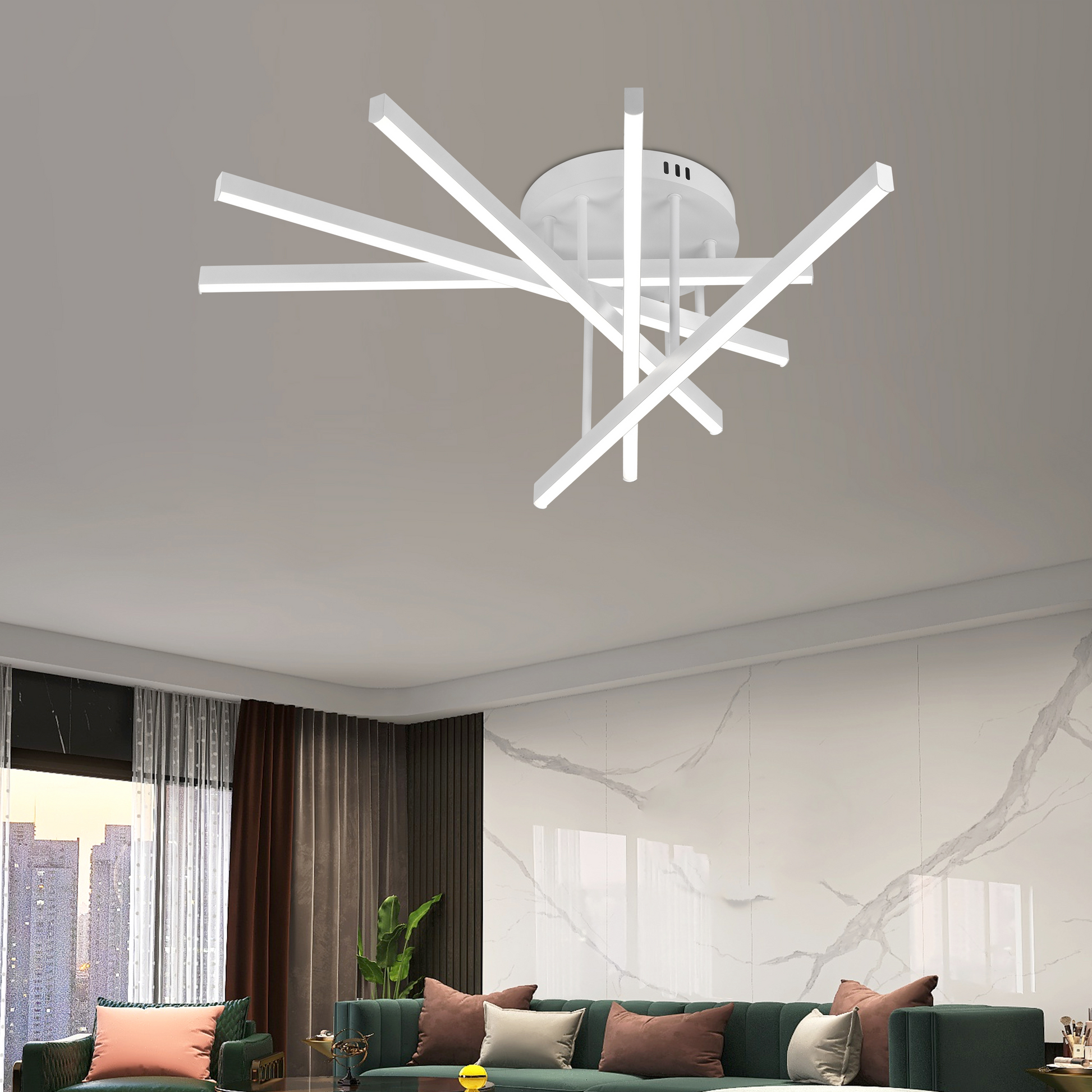 Lampadario LED con Telecomando GIO, 68W, 5 Elementi, Luce Fredda/Calda/Neutra, Dimmerabile, Lampadario LED Bianco con Telecomando Titolo predefinito Alessandro Design