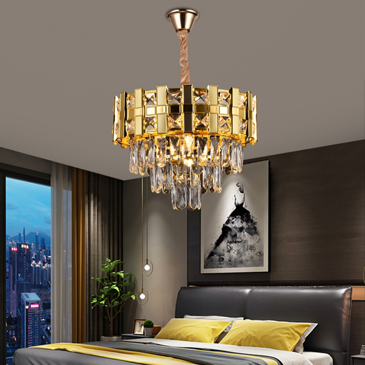 Lampadario in Cristallo BRAN Nobile 5xE14, Diametro 40cm, Oro Lucido, Altezza Regolabile Lampadari in Cristallo Titolo predefinito Alessandro Design