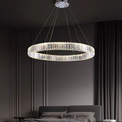 Lampadario LED con telecomando LLC130/1CH, Cristallo e metallo, 31W, 1 Cerchio, Dimmerabile, Altezza regolabile, Luce fredda/calda/neutra, Illuminazione di lusso Lampadari LED con telecomando Titolo predefinito Alessandro Design