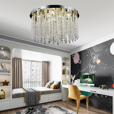 Lampadario LED in cristallo LLC215/550WH Rotondo, 29W, Luce fredda/calda/neutra, Cristallo, Oro