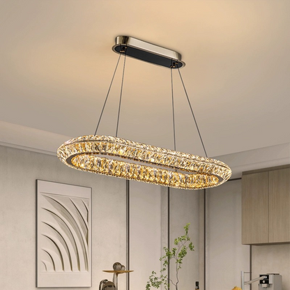 Lampadario LED con Telecomando, LLC132/900X300GD, Cristallo e Metallo, 39W, 1 Cerchio, Dimmerabile, Altezza Regolabile, Luce Fredda/Calda/Neutra, Illuminazione di Lusso Lampadari LED con Telecomando Titolo predefinito Alessandro Design