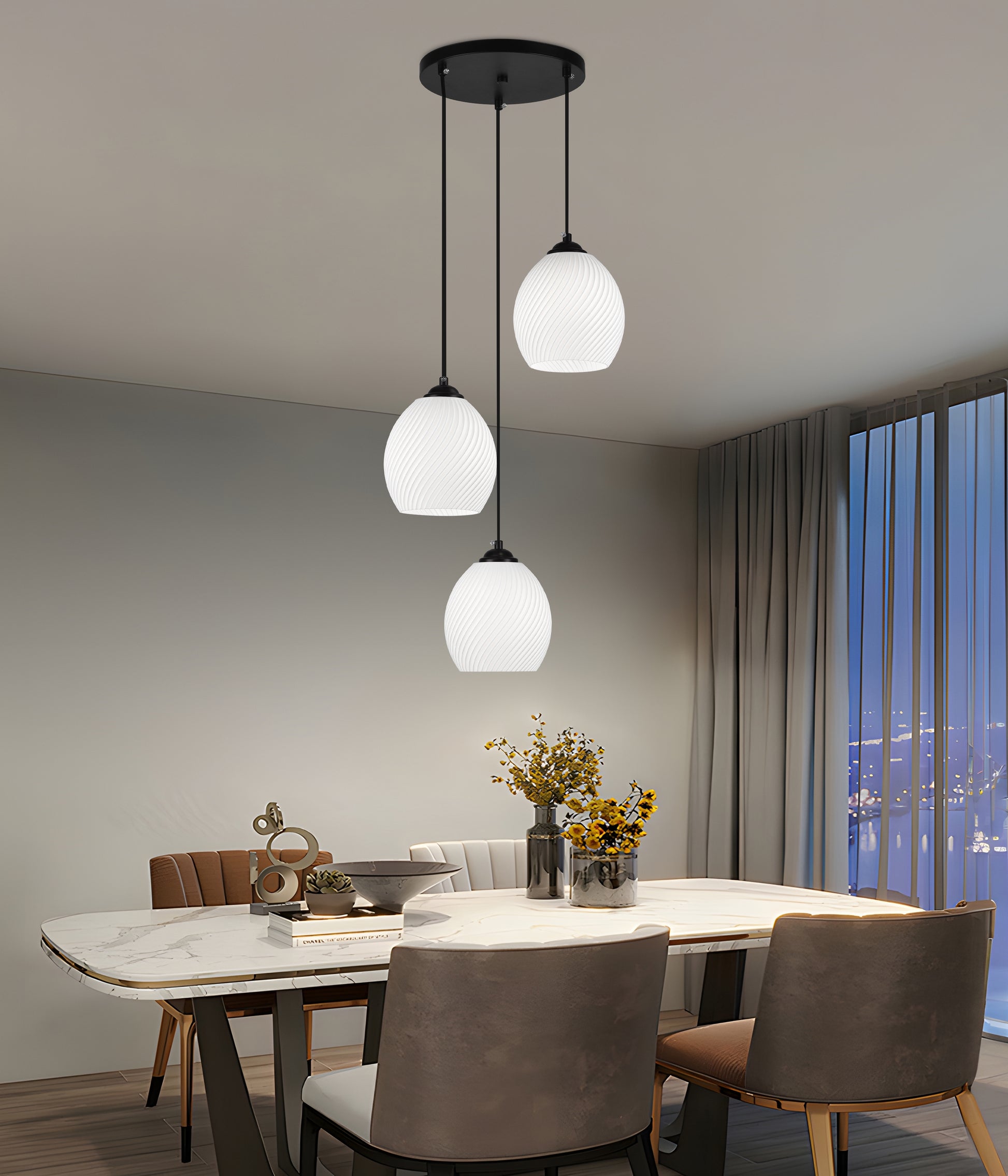 Lampadario LM530/3BK, 3 X E27, Nero, Metallo e Vetro Lampadari Classici Titolo predefinito Alessandro Design