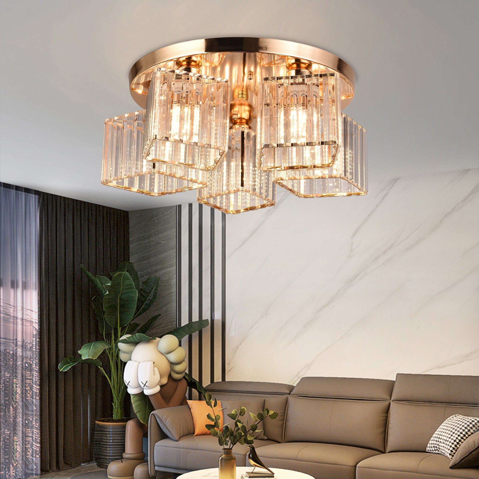 Lampadario classico moderno Sasha, LC117/5GD, 5x E27, metallo e cristallo, oro, paralume Lampadari classici Titolo predefinito Alessandro Design