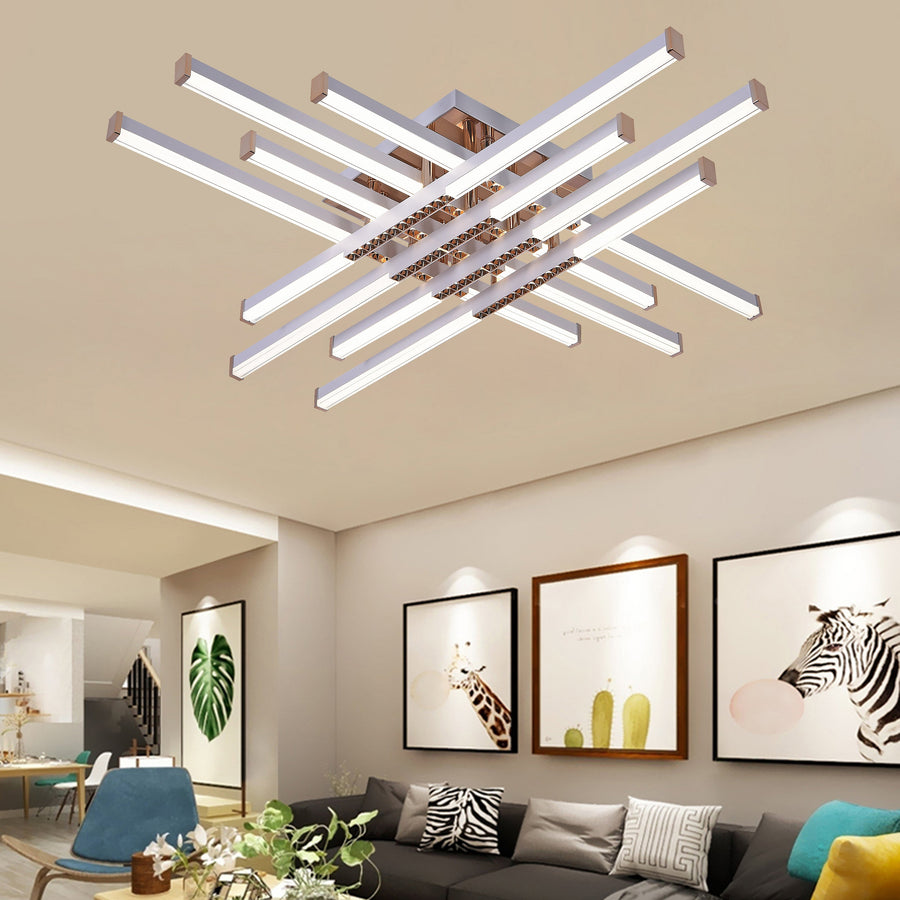 Lampadario LED con Telecomando Assiale, 98W, 8 Elementi, Luce Fredda/Calda/Neutra, Dimmerabile, Lampadari LED Bianchi con Telecomando Titolo predefinito Alessandro Design