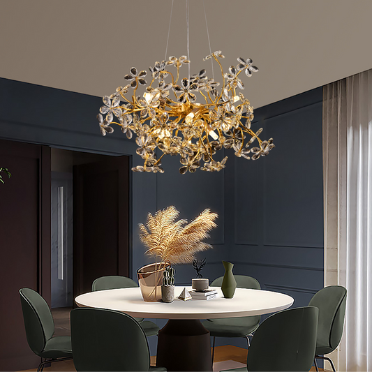 AURAFLOR Magno Lampadario in Cristallo, 9x G9, Cromo e Cristalli, 55 cm, Altezza Regolabile Lampadari in Cristallo Titolo predefinito Alessandro Design
