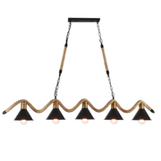 Lampadario in corda, 5xE27, marrone, metallo e corda LV570/5BK Lampadari vintage Titolo predefinito Alessandro Design