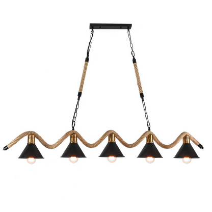 Lampadario in corda, 5xE27, marrone, metallo e corda LV570/5BK Lampadari vintage Titolo predefinito Alessandro Design
