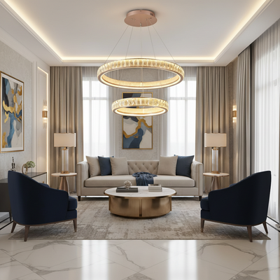 Lampadario in Cristallo, KENSINGTON Magno, 111W, Oro, 2 elementi, Altezza regolabile, Luce Calda/Fredda/Neutra