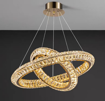 Lampadario LED con telecomando, LLC132/300GD, cristallo e metallo, 37W, 2 cerchi, dimmerabile, 3000K/4000K/6000K, Illuminazione di lusso Lampadari LED con telecomando Titolo predefinito Alessandro Design