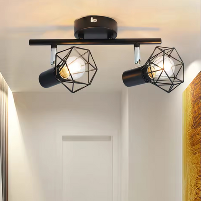 Lampadario con paralume, GRACIE, Diamond, 2XE14, Nero, Metallo