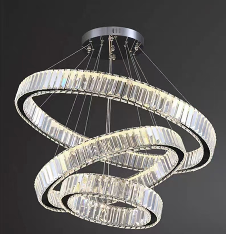 Lampadario LED con telecomando LLC130/3CH, Cristallo e metallo, 119W, 3 cerchi, dimmerabile, altezza regolabile, luce fredda/calda/neutra, illuminazione di lusso Lampadari LED con telecomando Titolo predefinito Alessandro Design