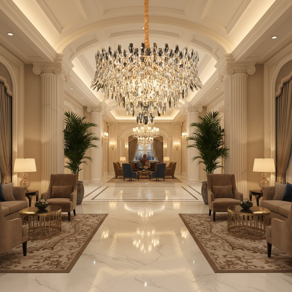 Lampadario in Cristallo MONARCH Magno 12xE14, Diametro 60cm, Altezza 40cm, Oro Lucido, Altezza Regolabile, Design Elegante Lampadario in Cristallo Titolo predefinito Alessandro Design