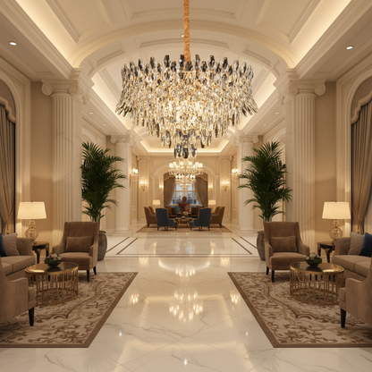 Lampadario in Cristallo MONARCH Magno 12xE14, Diametro 60cm, Altezza 40cm, Oro Lucido, Altezza Regolabile, Design Elegante Lampadario in Cristallo Titolo predefinito Alessandro Design