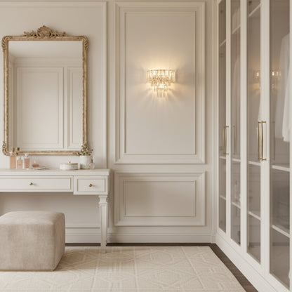 Lampadario in cristallo ELYSIAN 3xE14, D26 cm, Oro, Altezza Regolabile, Metallo e Cristallo