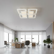 Lampadario a LED con telecomando SUSAN 96W, 4 Quadrati, Luce Fredda/Calda/Neutra, Dimmerabile, Lampadario a LED Bianco con telecomando Titolo predefinito Alessandro Design