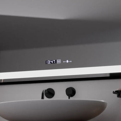 Specchio rettangolare a LED, 100x65 cm, Verite Majeste Noir Motion Glow Marcello, sistema antiappannamento, orologio e termometro, specchi dimmerabili Marcello Titolo predefinito Alessandro Design