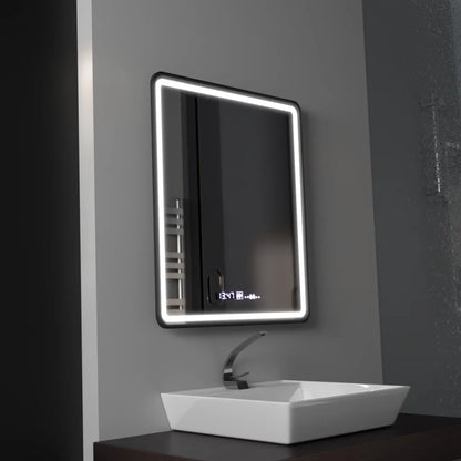 Oglinda LED Rectangulara, 75x90cm, Favola MotionGlow Marcello, Sistem Dezaburire, Ceas & Termometru, Dimabila