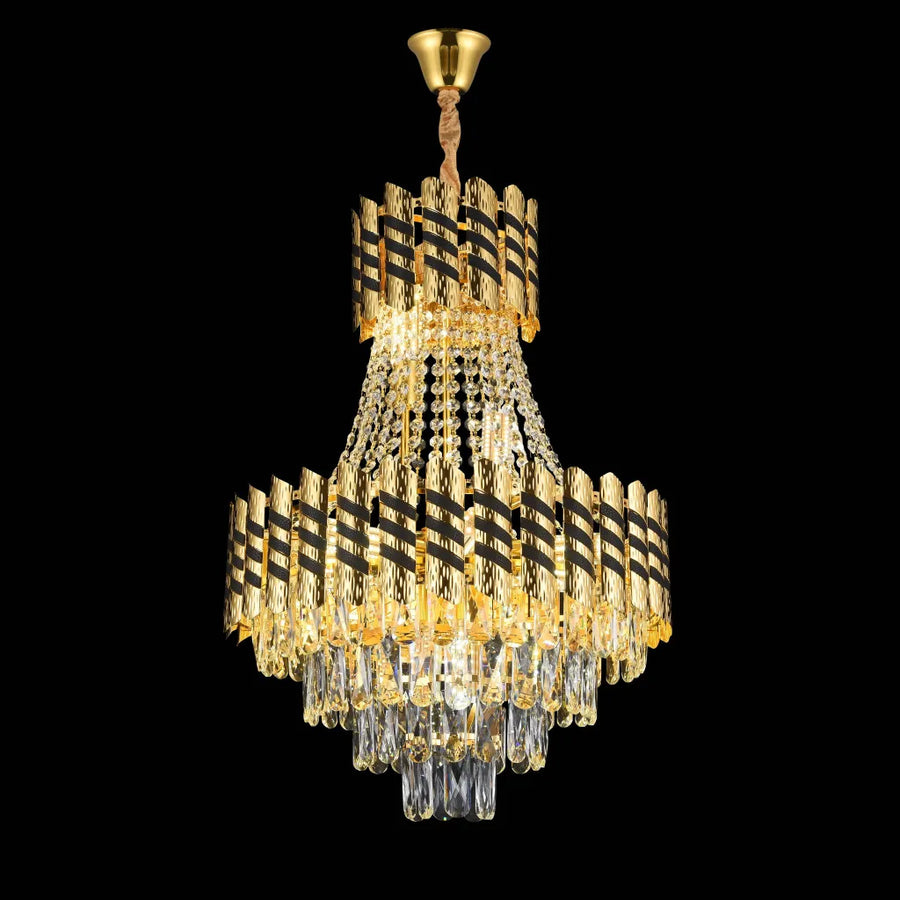 Lampadario in cristallo 10XE14 Nardo Gold Black, diametro 60 cm, altezza 75 cm Lampadari in cristallo Titolo predefinito Alessandro Design