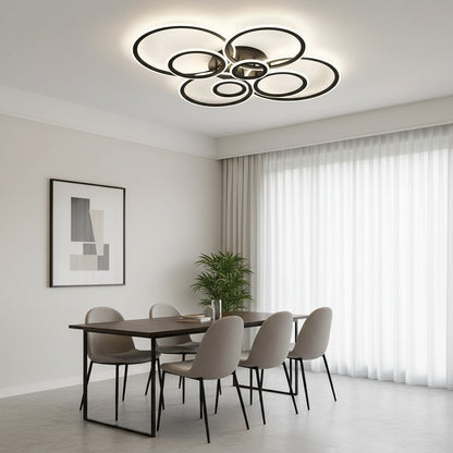 Lampadario LED con telecomando BETTY 127W, 8 Cerchi, Luce Fredda/Calda/Neutra, Dimmerabile, Nero Lampadari LED con Telecomando Titolo predefinito Alessandro Design