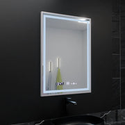 Specchio rettangolare a LED, 60x80 cm, Verite Imperial Silver Motion Glow Marcello, sistema antiappannamento, orologio e termometro, specchi dimmerabili Marcello Titolo predefinito Alessandro Design