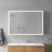 Specchio LED con Contenitore MODA 100x70 cm Bianco Illuminazione Perimetrale e Sensore Armadietto Specchi Titolo predefinito Alessandro Design