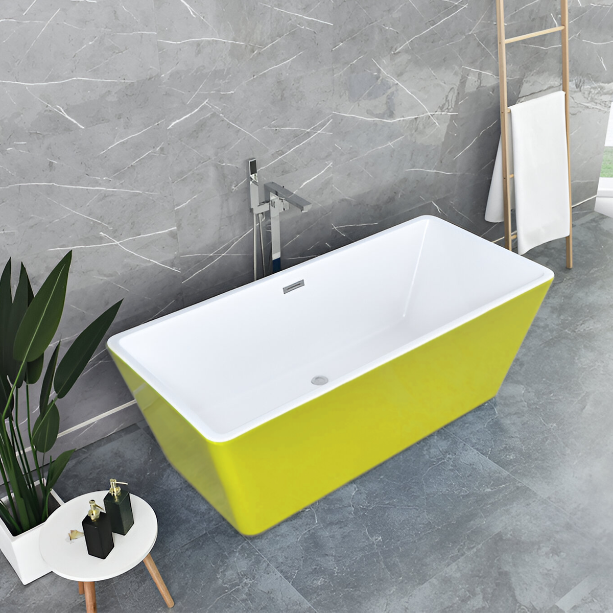 Vasca Da Bagno Freestanding, Rettangolare, Acrilico, Giallo Limone, 170×78×60 Cm Vasche Da Bagno Freestanding Titolo predefinito Alessandro Design