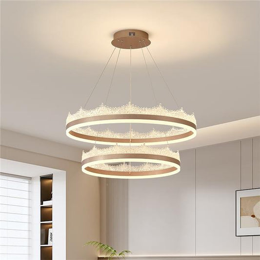 Lampadario LED a sospensione con telecomando NIVALIS 126W, Cerchi 60x80cm, Luce Fredda/Calda/Neutra, Dimmerabile, Altezza regolabile, Lampadari LED oro con telecomando Titolo predefinito Alessandro Design