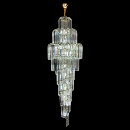 Lampadario in Cristallo CC8043/600H1800GD, Diametro 60 cm, Altezza 180 cm, Oro Lucido, Altezza Regolabile, Design Elegante Lampadario in Cristallo Titolo predefinito Alessandro Design