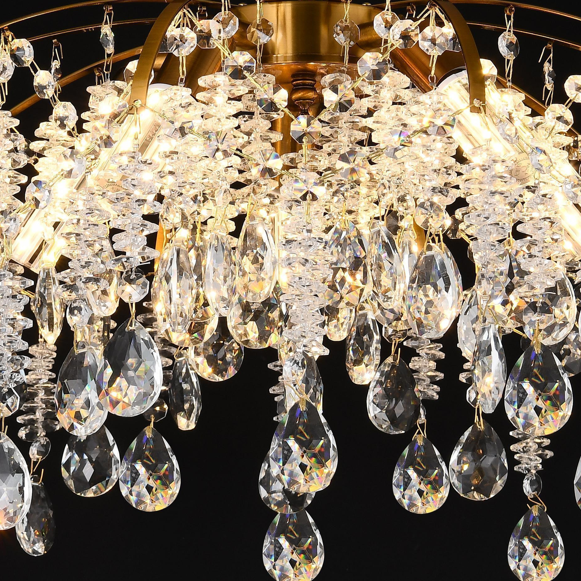 Candelabro in cristallo CC9321/5FGD, 5x E14, Diametro 50 cm, Candelabro in cristallo dorato Titolo predefinito Alessandro Design