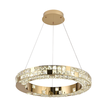 Lampadario LED con telecomando, LLC135/1GD, cristallo e metallo, 29W, 1 cerchio, dimmerabile, altezza regolabile, luce fredda/calda/neutra, illuminazione di lusso Lampadari LED con telecomando Titolo predefinito Alessandro Design