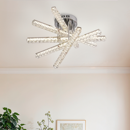 Lampadario LED con telecomando LUELLA 79W 5 Elementi, Lineare, Luce Fredda/Calda/Neutra, Dimmerabile, Cristallo Argento Lampadario LED Titolo predefinito Alessandro Design