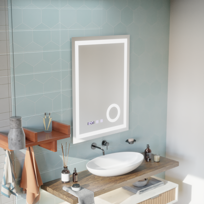 Specchio Touch LED NIVERA Sistema Antiappannante, Orologio e Temperatura 60x80 cm Specchi Cosmetici Ingranditori Korman S Titolo predefinito Alessandro Design