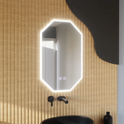 Specchio LED Polygon E43S/50X80, Sistema Luce e Disappannante, 50X80cm