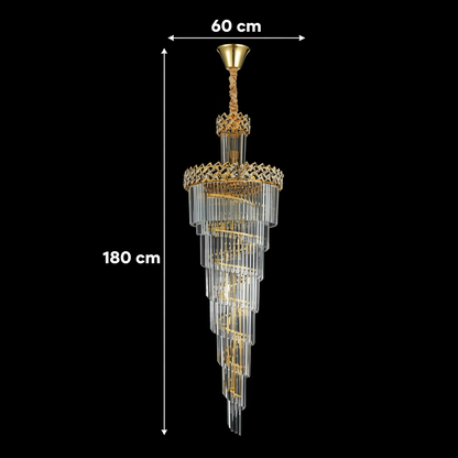 Lampadario in Cristallo CC800/700X2100GD, 33xE14, Diametro 70cm, Altezza 210cm, Oro Lucido, Altezza Regolabile, Design Elegante Lampadari in Cristallo Titolo predefinito Alessandro Design