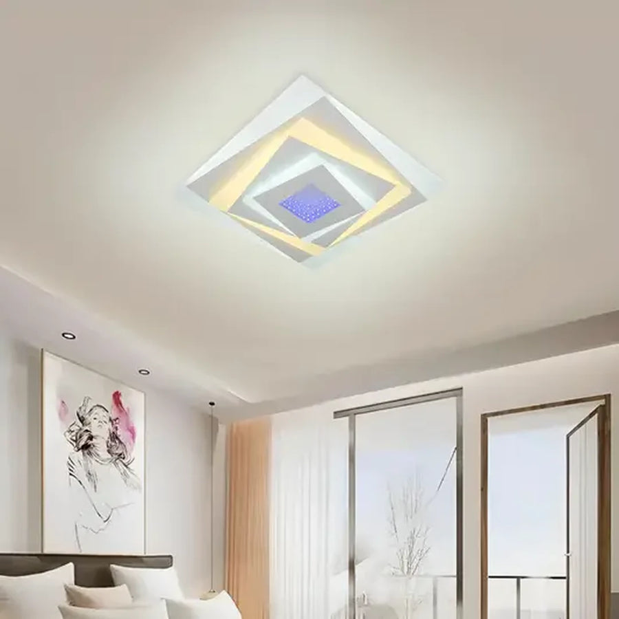 Lampadario LED NIVARA RGB 3D 40W, Luce Fredda/Calda/Neutra, Bianco