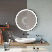 Specchio LED Touch NOVARA Sistema Demister, Orologio e Temperatura Cornice 80 cm Specchi Nero Spazzolato Korman S Titolo predefinito Alessandro Design