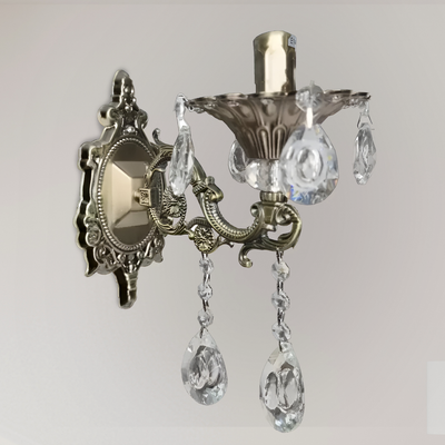 SANSSOUCI Picollo Lampada da parete in cristallo, 1xE14, Ottone anticato