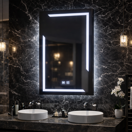 Specchio LED rettangolare, 45x60cm, ECLISSA Touch, Sistema Demister, Dimmerabile, Luce Fredda 6000K Specchi Korman E Titolo predefinito Alessandro Design